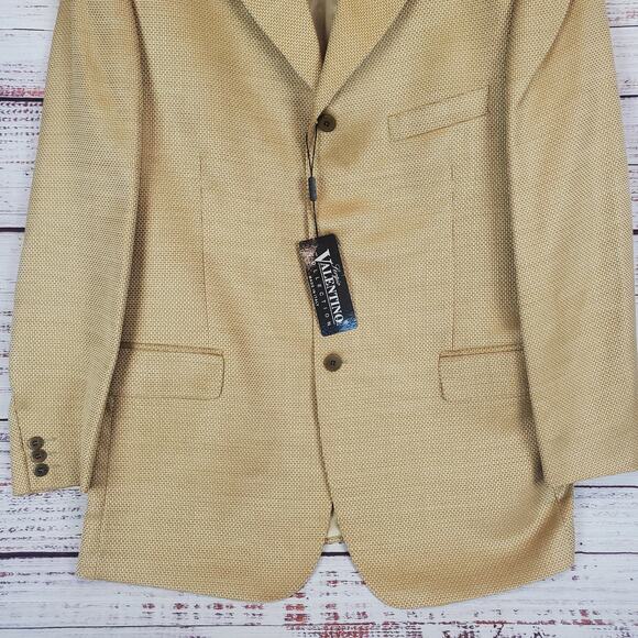 Sergio Valentino Men's Sport Coat Blazer Suit Jacket Tan Silk Wool Blend NWT 44 - Picture 6 of 15